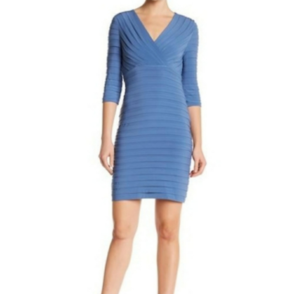 Adrianna Papell Shutter Pleat Dress Blue Size 2